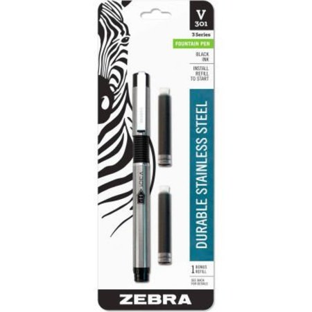 ZEBRA PEN ZebraPen Fountain Pen, Black Ink, Black Barrel, 1 Each 48111
